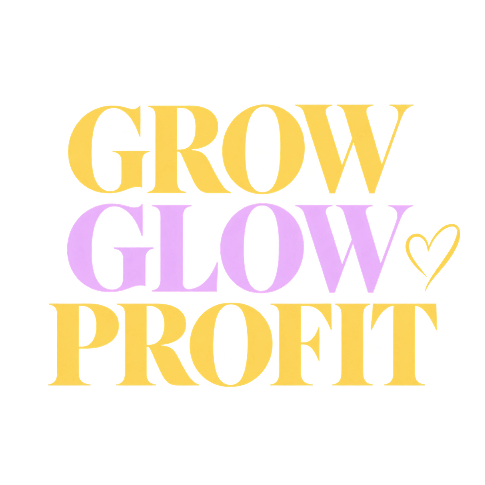 Grow Glow Profit logo with gold heart