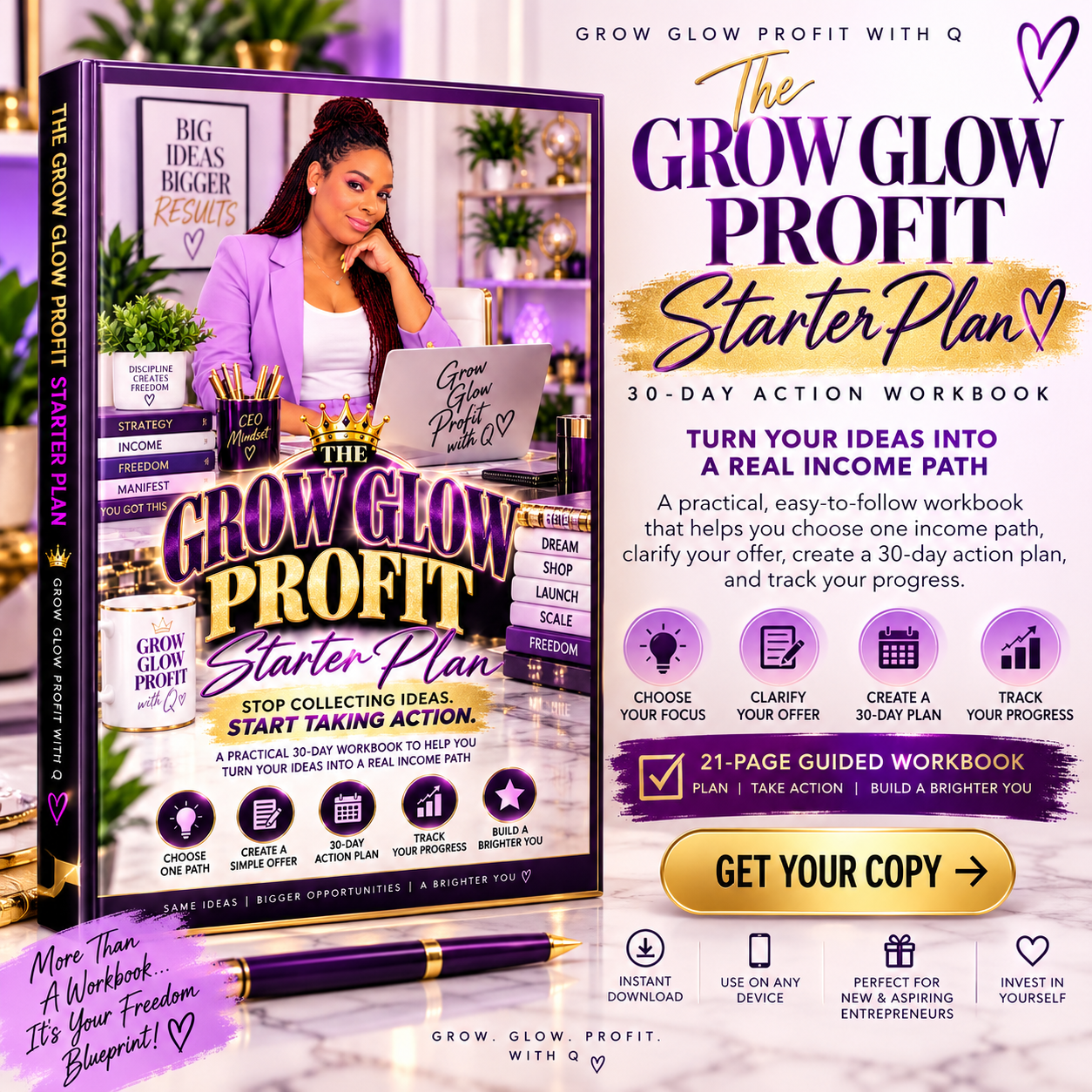 The Grow Glow Profit Starter Plan 30-day action workbook
